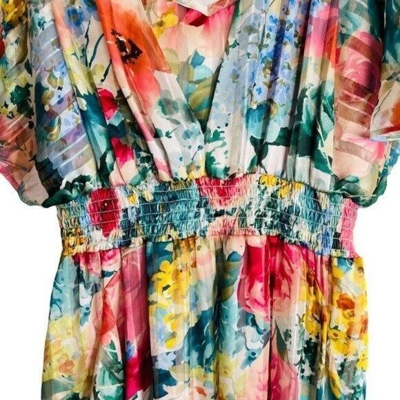 Kensie Shadow-Striped Floral-Print Maxi Dress Size 0 - Picture 5 of 12